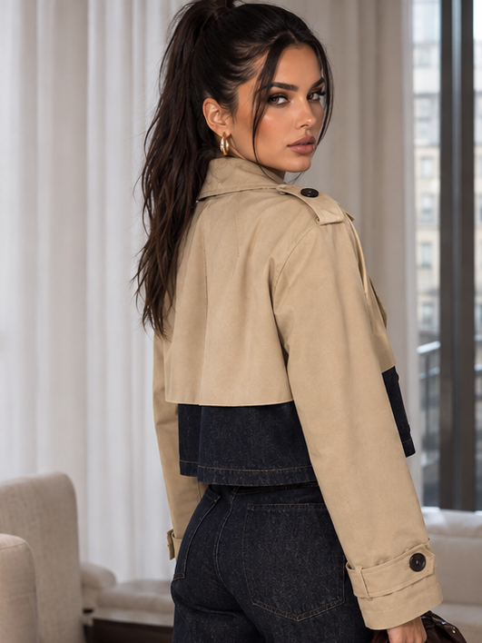 Trench Maelle Beige corto in poliestere e jeans - vista posteriore