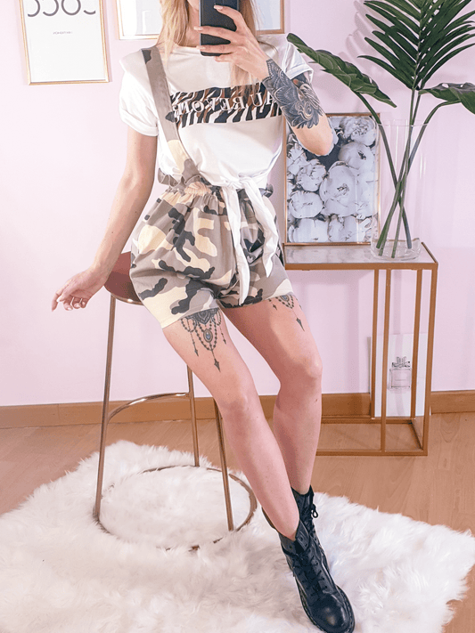 Salopette Shorts Military - tuta donna - DivaModaMilano