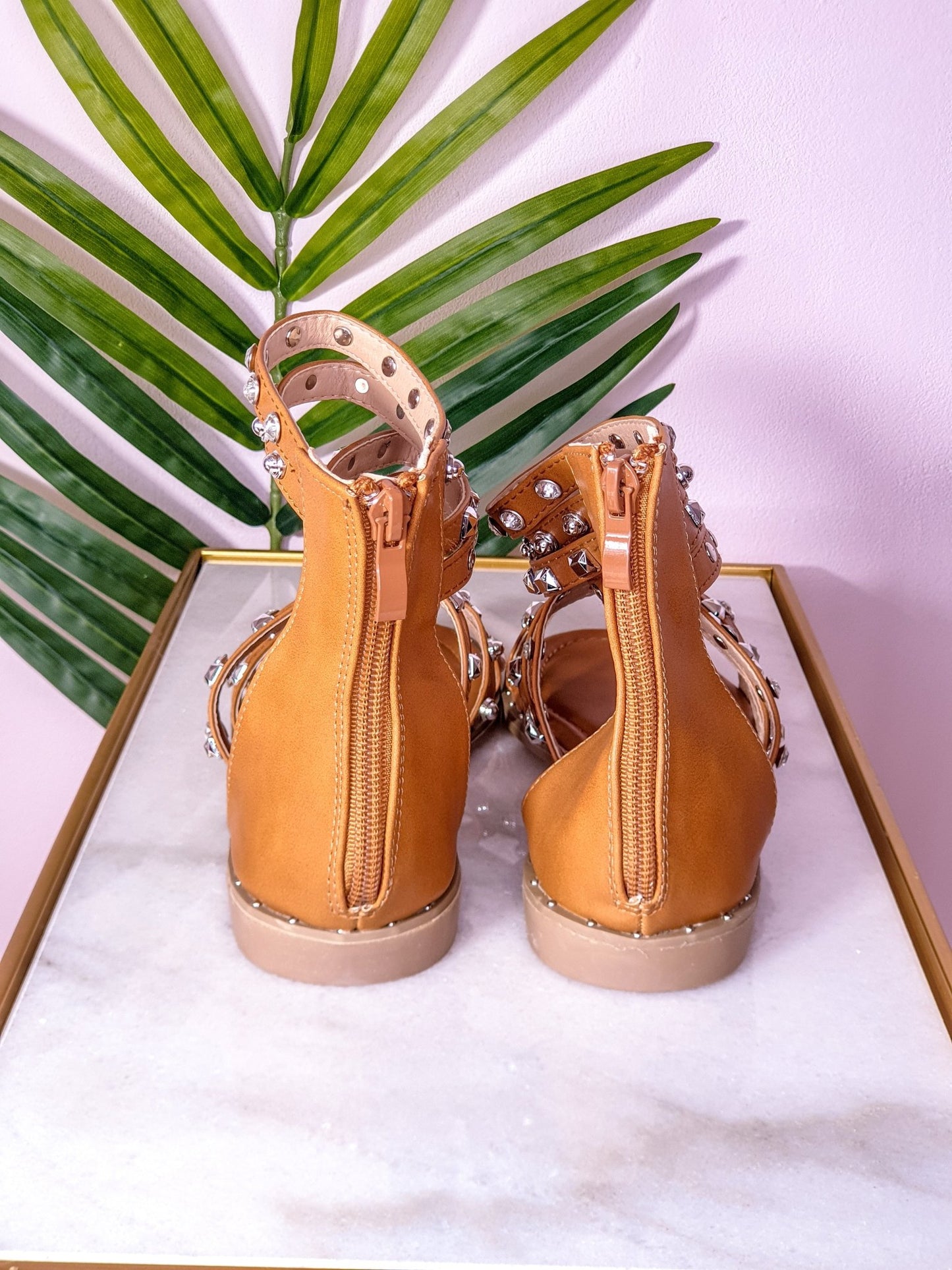 Sandalo borchie cuoio - scarpe donna - DivaModaMilano